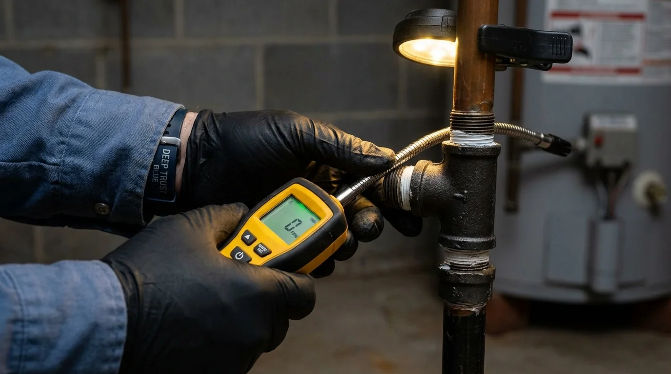 Gas leak detection with electronic sniffer by Johns Plumbing LLC in Winlock