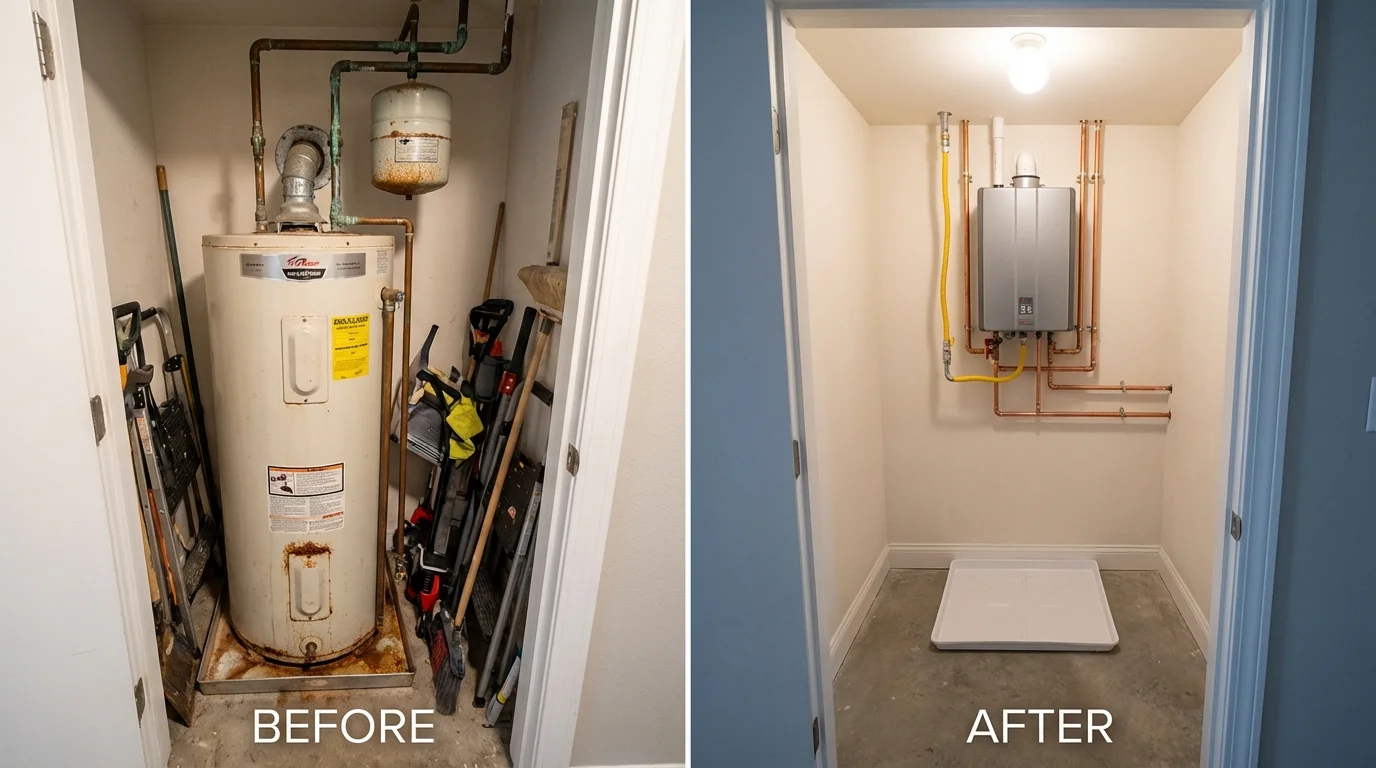 Tank water heater versus wall-mounted tankless unit comparison for Winlock, WA homeowners